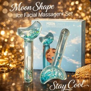 Moon Shape Ice Facial Massager Set – Aqua Blue